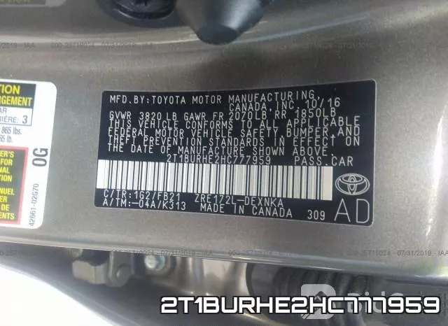 2T1BURHE2HC777959 фото 10