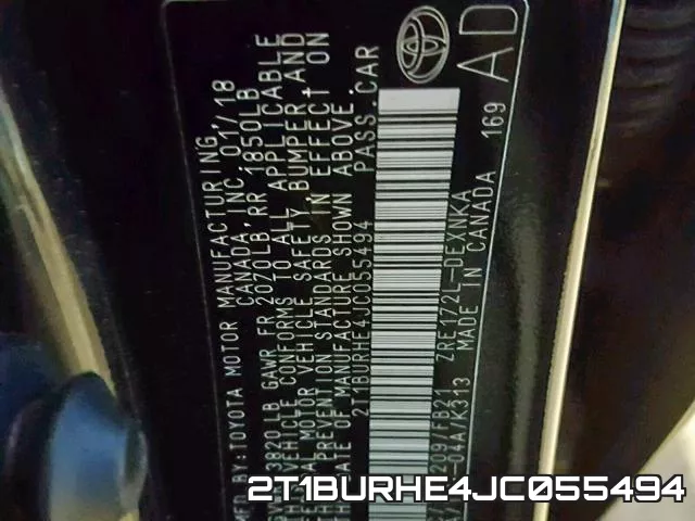 2T1BURHE4JC055494 фото 2