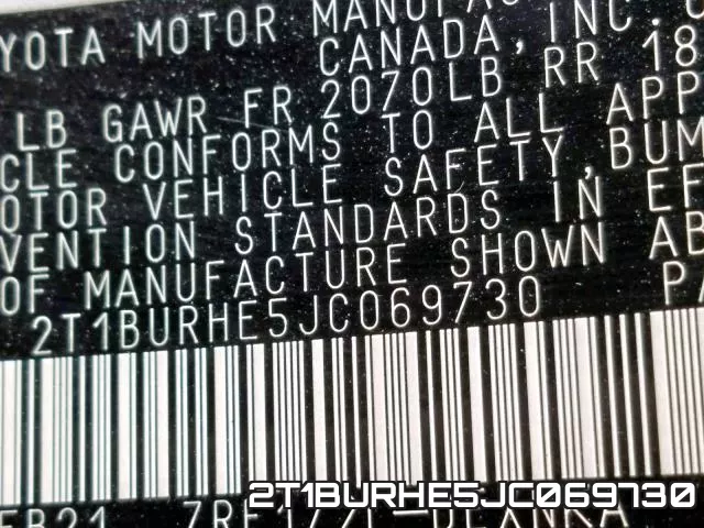 2T1BURHE5JC069730 фото 2