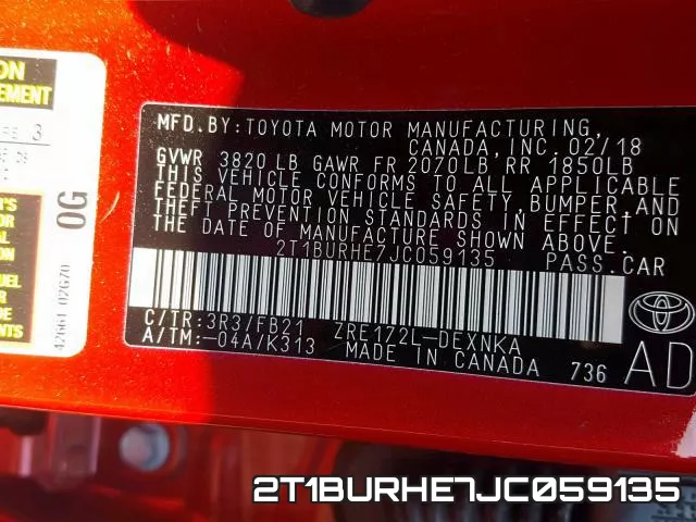2T1BURHE7JC059135 фото 2