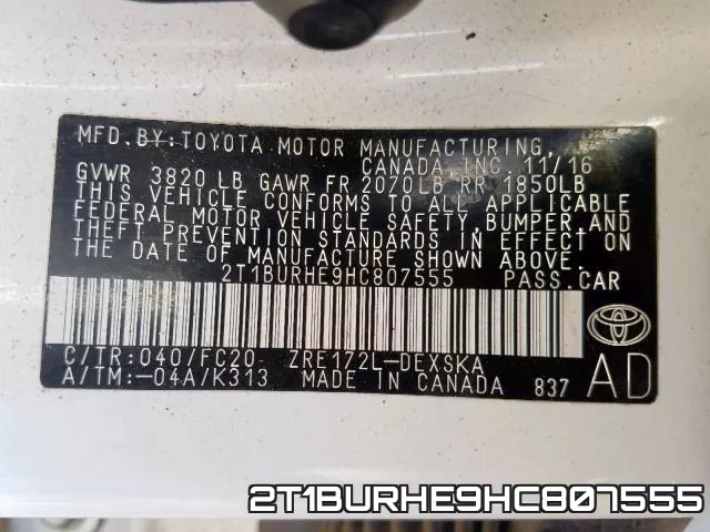 2T1BURHE9HC807555 фото 2