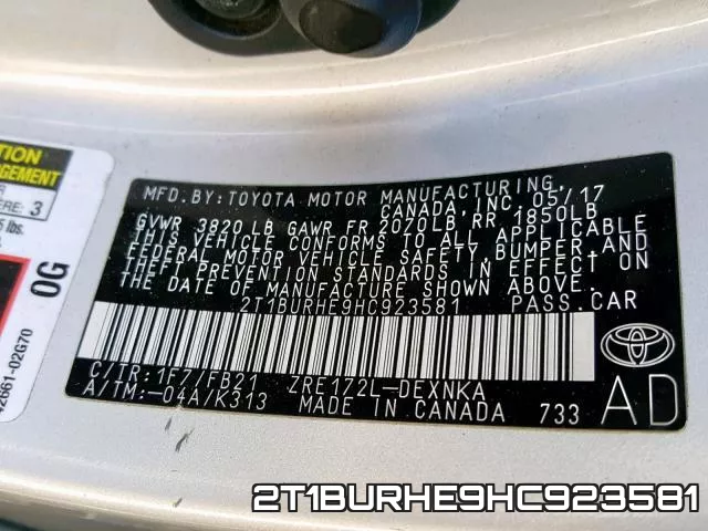2T1BURHE9HC923581 фото 2