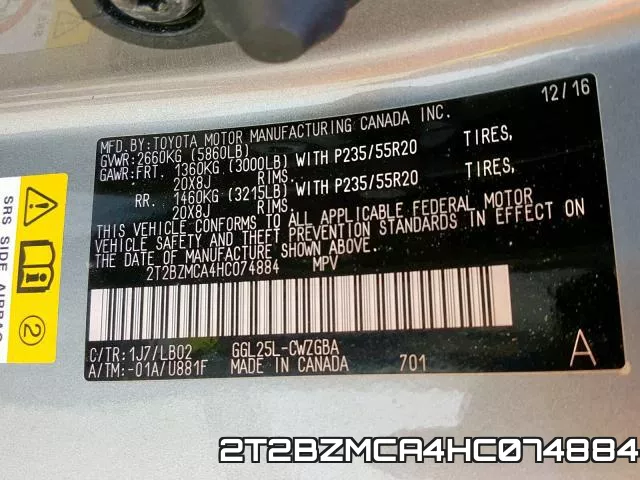 2T2BZMCA4HC074884 фото 2