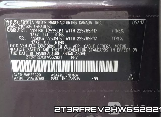 2T3RFREV2HW652821 фото 10