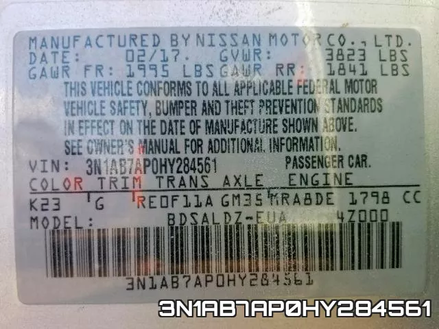 3N1AB7AP0HY284561 фото 2