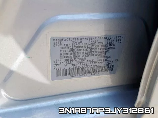 3N1AB7AP3JY312861 фото 2