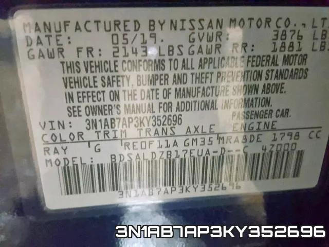 3N1AB7AP3KY352696 фото 2