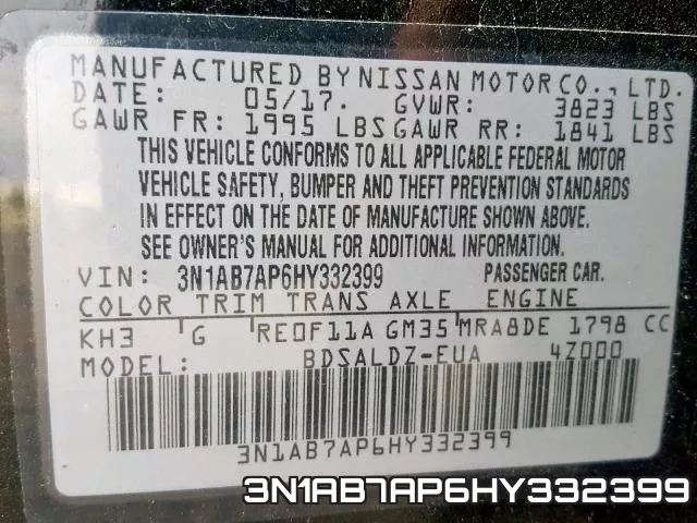 3N1AB7AP6HY332399 фото 2