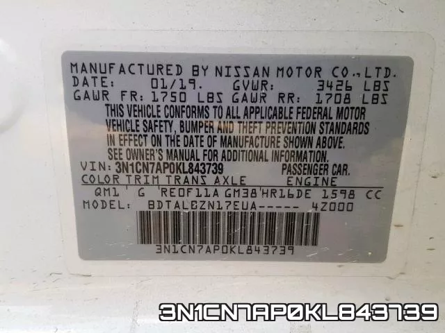 3N1CN7AP0KL843739 фото 2
