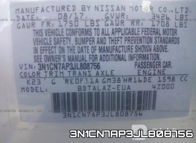 3N1CN7AP3JL808756 фото 9