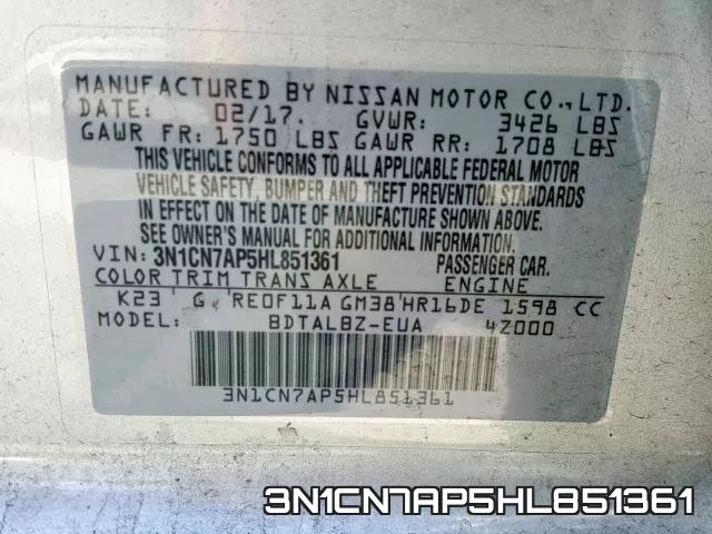 3N1CN7AP5HL851361 фото 2