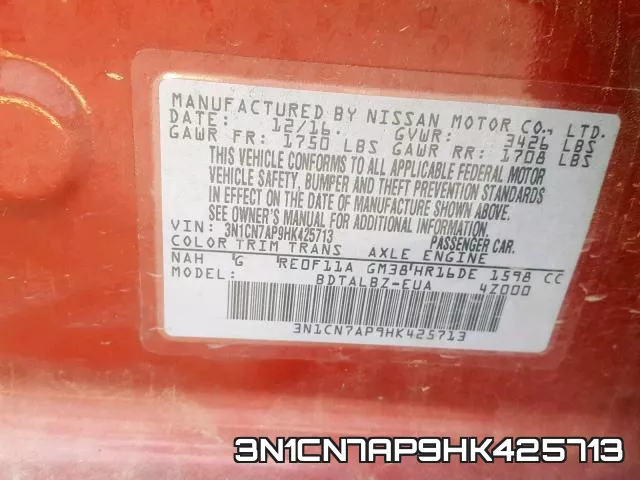 3N1CN7AP9HK425713 фото 2