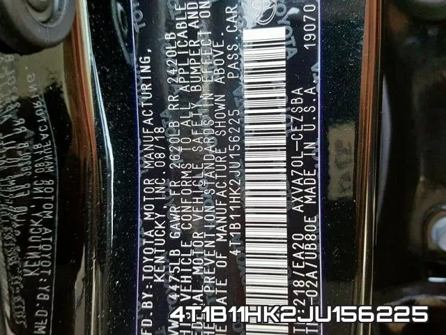 4T1B11HK2JU156225 фото 2