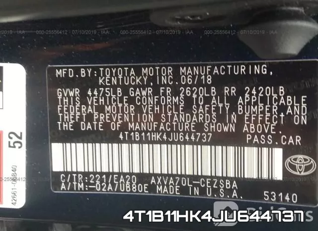 4T1B11HK4JU644737 фото 10