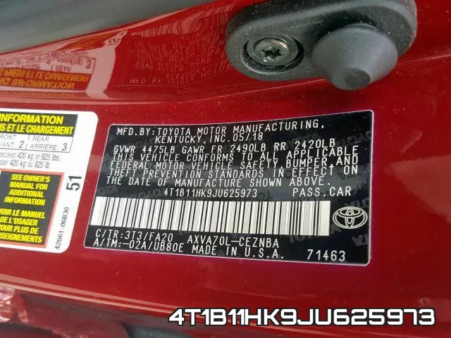 4T1B11HK9JU625973 фото 2