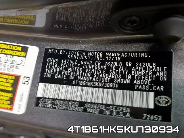 4T1B61HK5KU730934 фото 2