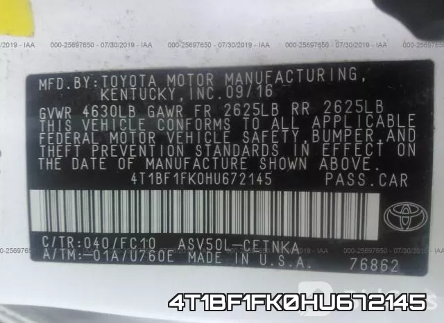 4T1BF1FK0HU672145 фото 10