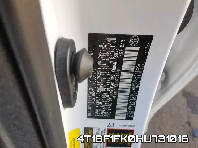 4T1BF1FK0HU731016 фото 2