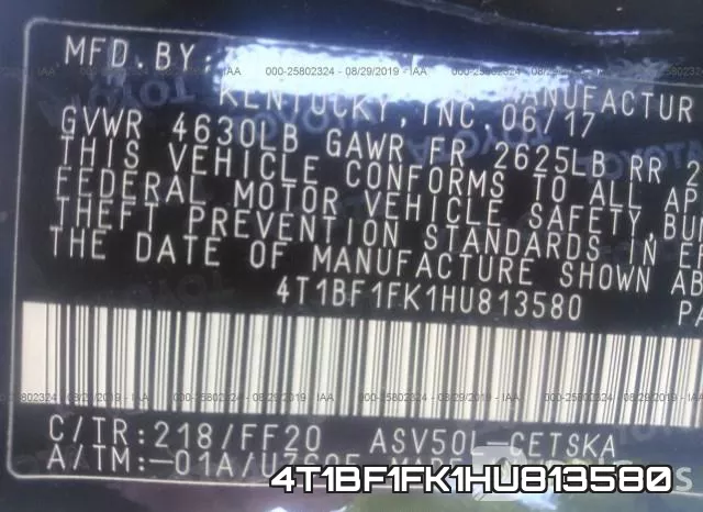 4T1BF1FK1HU813580 фото 10