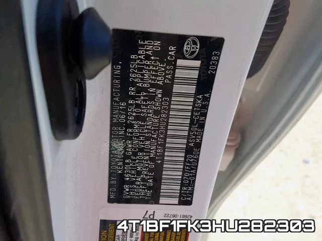 4T1BF1FK3HU282303 фото 2