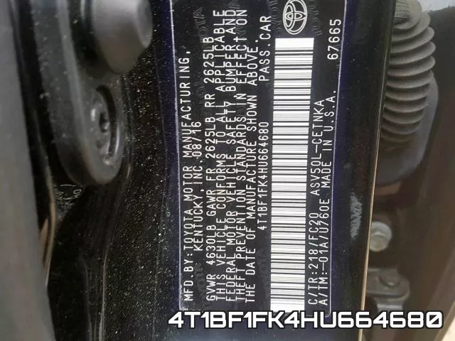 4T1BF1FK4HU664680 фото 2