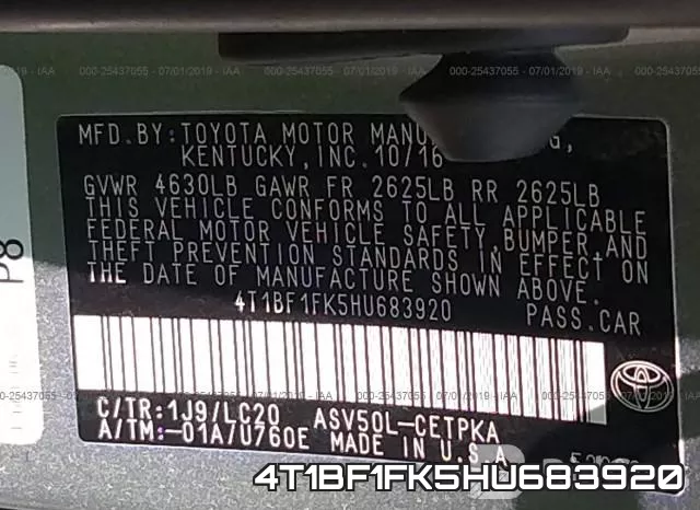 4T1BF1FK5HU683920 фото 10