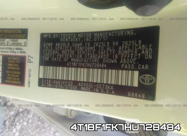 4T1BF1FK7HU728484 фото 10