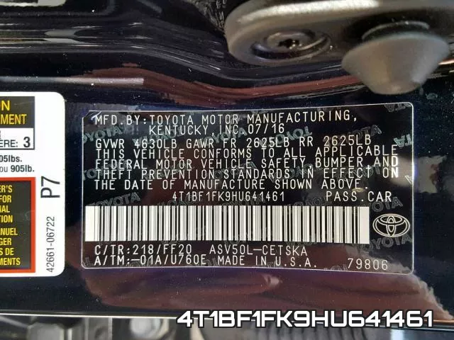 4T1BF1FK9HU641461 фото 2