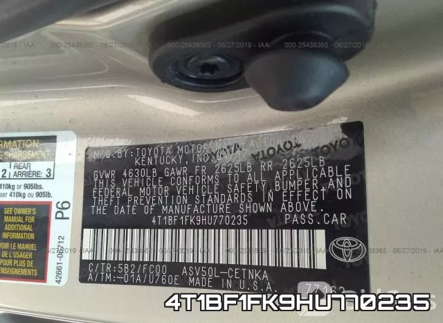 4T1BF1FK9HU770235 фото 10