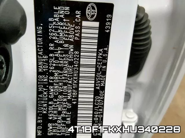 4T1BF1FKXHU340228 фото 2