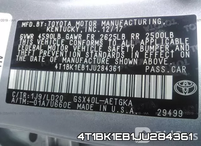 4T1BK1EB1JU284361 фото 10