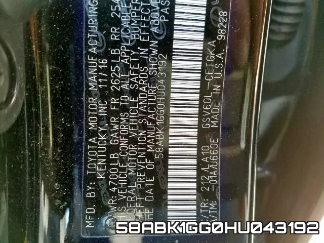 58ABK1GG0HU043192 фото 2