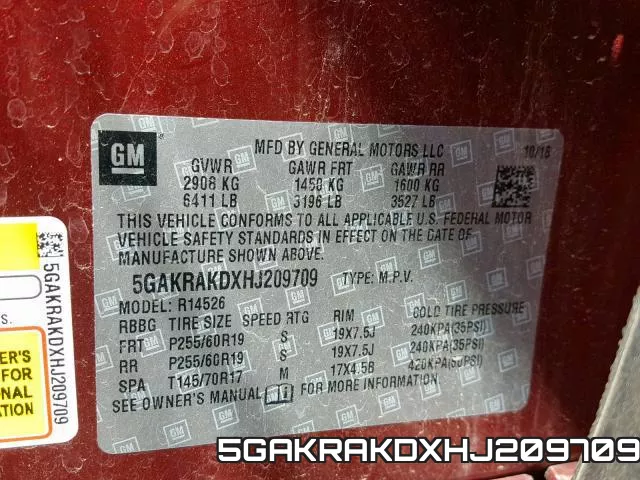 5GAKRAKDXHJ209709 фото 2