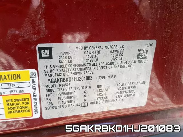 5GAKRBKD1HJ201083 фото 2