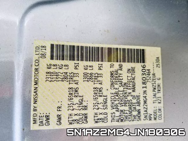 5N1AZ2MG4JN180306 фото 2