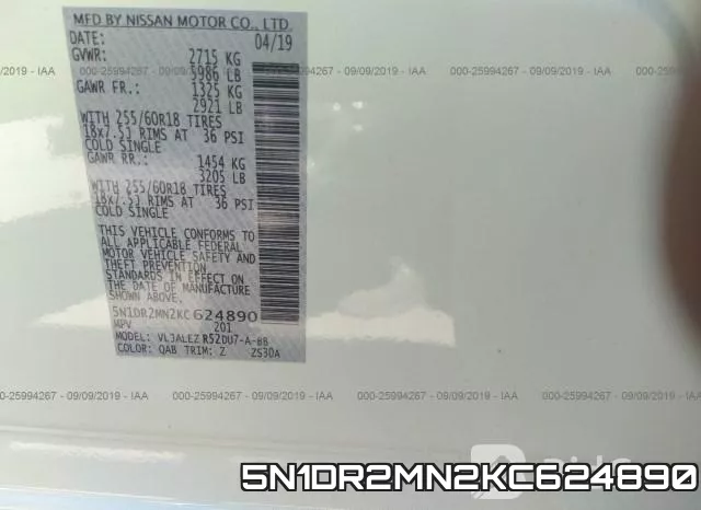 5N1DR2MN2KC624890 фото 10