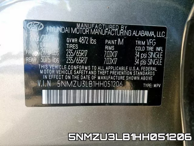 5NMZU3LB1HH051206 фото 2
