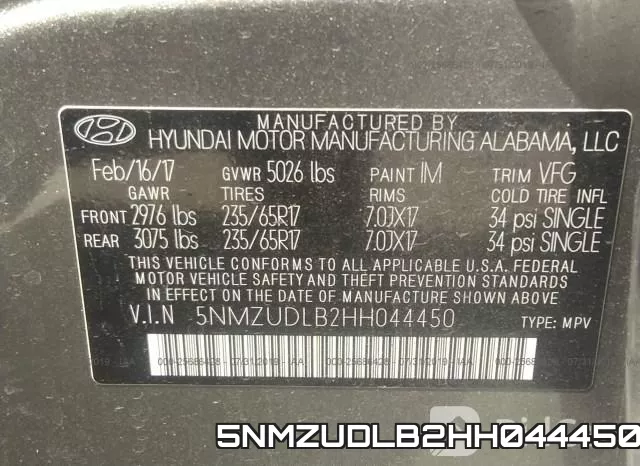 5NMZUDLB2HH044450 фото 10