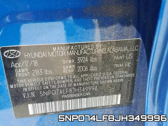 5NPD74LF8JH349996 фото 2