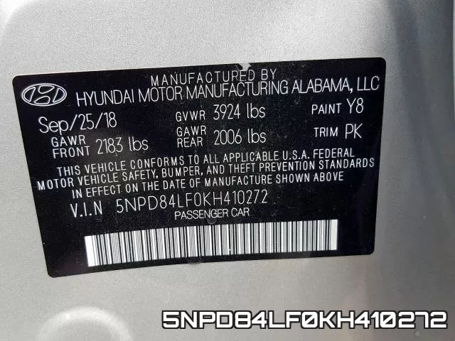 5NPD84LF0KH410272 фото 2