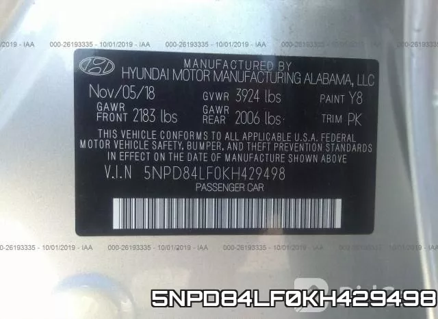 5NPD84LF0KH429498 фото 10