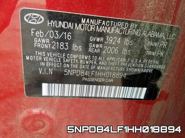 5NPD84LF1HH018894 фото 2
