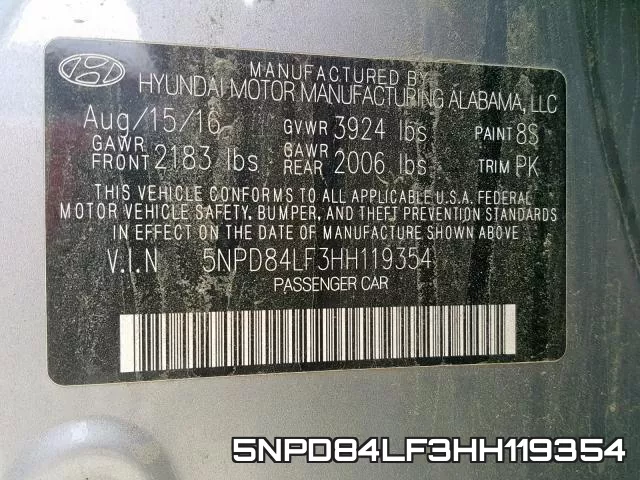 5NPD84LF3HH119354 фото 2