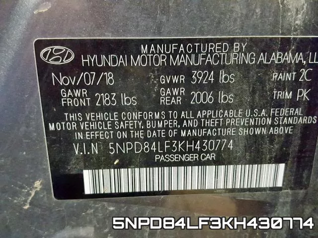 5NPD84LF3KH430774 фото 2