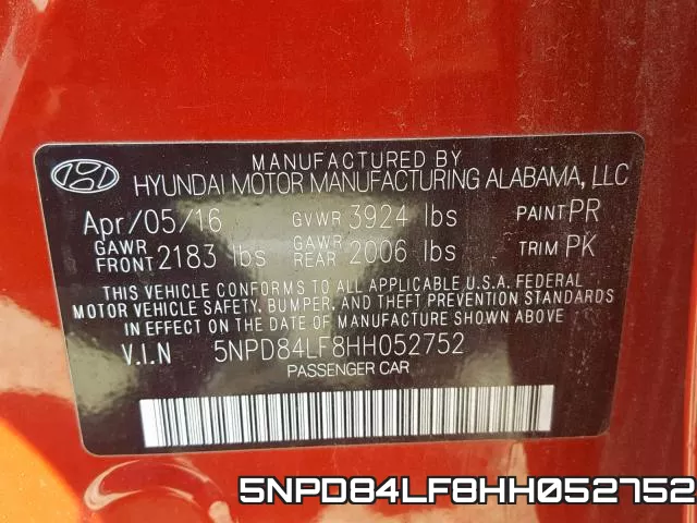 5NPD84LF8HH052752 фото 2