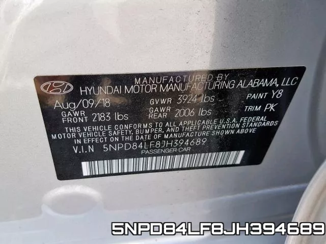 5NPD84LF8JH394689 фото 2