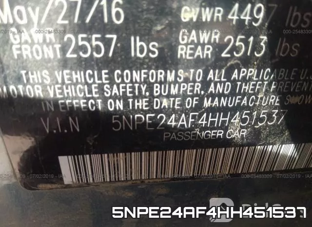 5NPE24AF4HH451537 фото 10