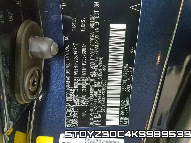 5TDYZ3DC4KS989533 фото 2