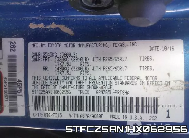 5TFCZ5AN1HX062956 фото 10