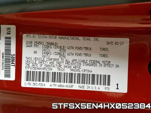 5TFSX5EN4HX052384 фото 2